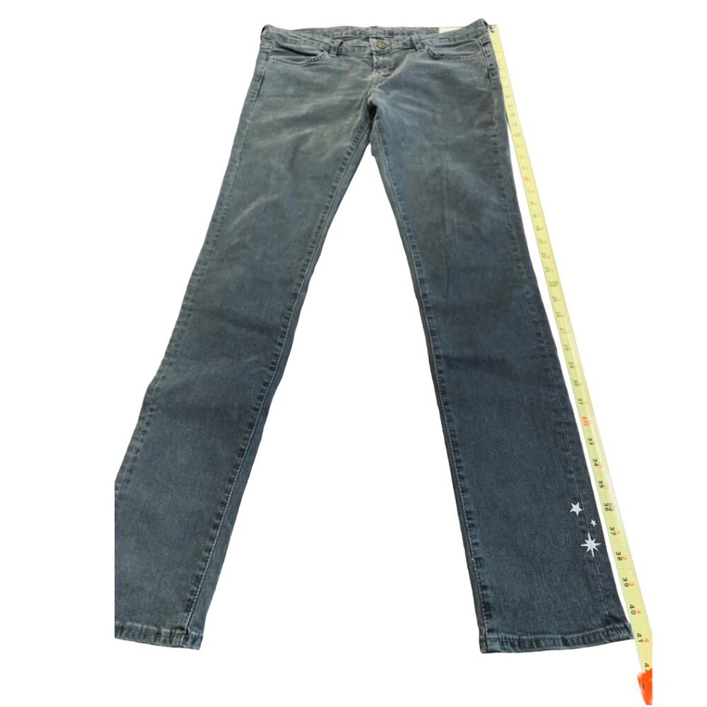 AllSaints Gray Jeans Custom Hand Painted Moon & Stars Skinny 32 - Picture 4 of 12
